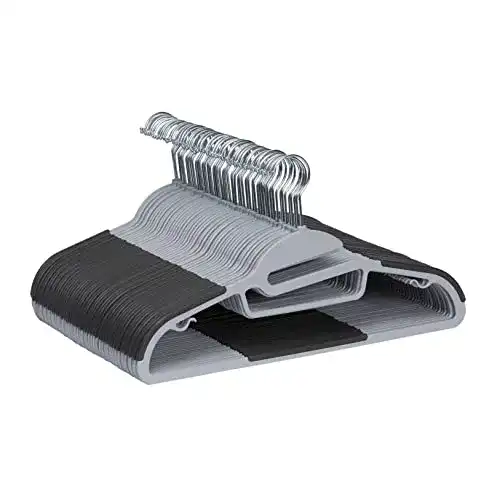 Kleiderbügel Amazon Basics Kunststoff, gummibeschichtet, Grau, 50 Stück