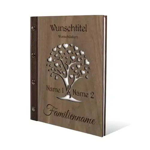 Personalisiertes Stammbuch aus Holz für die Hochzeit