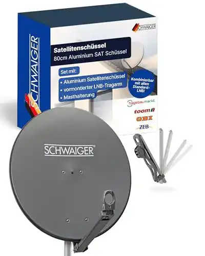 Schwaiger Satellitenschüssel aus Stahl mit 80 cm Durchmesser