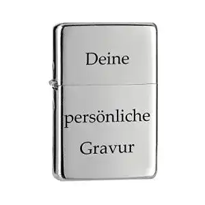 Benzinfeuerzeug mit Chrom-Optik und individueller Gravur