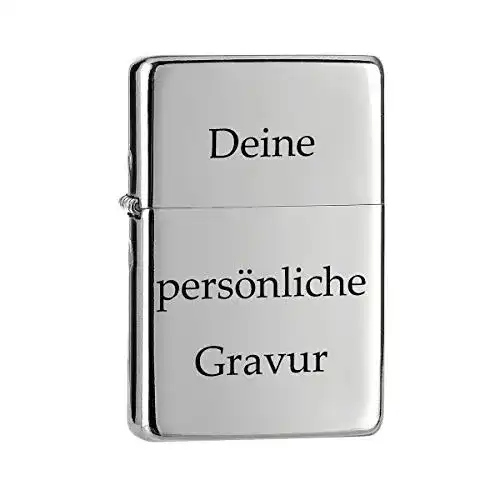 Benzinfeuerzeug mit Chrom-Optik und individueller Gravur