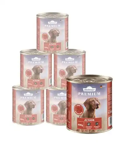 Dehner Premium Hundefutter Junior Nassfutter für Welpen und junge Hunde