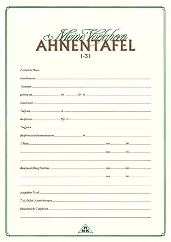 Ahnentafel RNK Verlag 2800 für 5 Generationen im DIN A3 Format