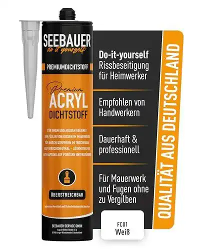 Acryl-Dichtstoff Seebauer DIY Premium Weiß 300 ml, elastisch und überstreichbar