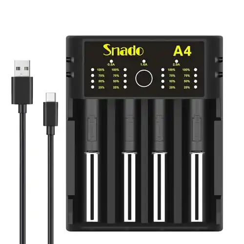 Snado 18650 Akku Ladegerät für Ni-MH, Ni-Cd, AA, AAA Batterien