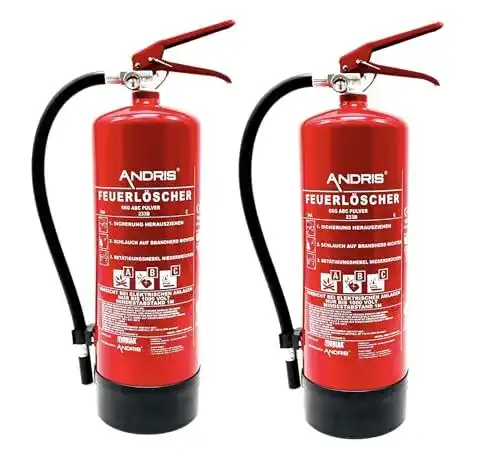 Andris Feuerlöscher 2X 6kg ABC Pulver mit Manometer und Wandhalterung