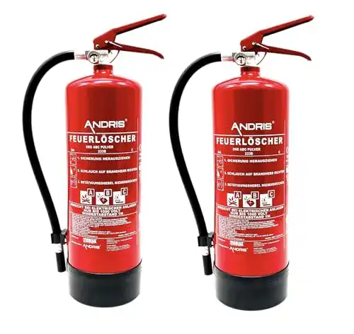 Andris Feuerlöscher 2X 6kg ABC Pulver mit Manometer und Wandhalterung