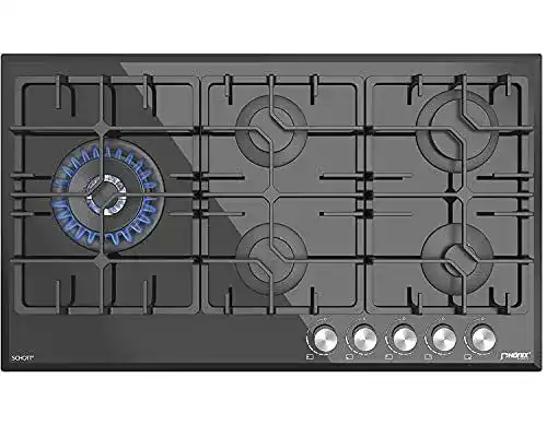 Gaskochfeld 90 cm Phönix PG-905L Einbau für Erdgas und Propan