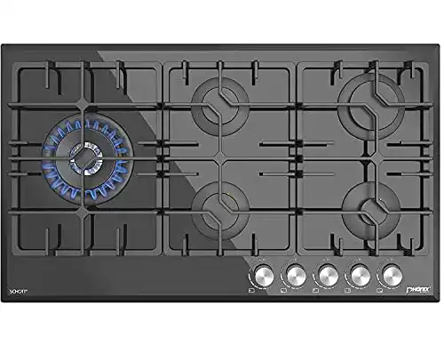 Gaskochfeld 90 cm Phönix PG-905L Einbau für Erdgas und Propan