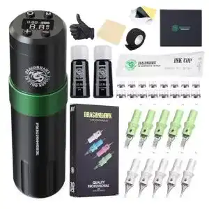 Tattoo Maschine Dragonhawk Set mit Rotary Tattoo Pen und 20 Nadeln