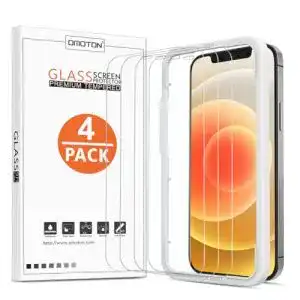 Omoton Panzerglas für iPhone 12 und iPhone 12 Pro mit Positionierhilfe