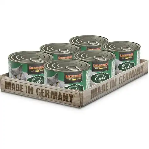 Leonardo Nassfutter Ente 6x200g – Getreidefreies Feuchtfutter für Katzen