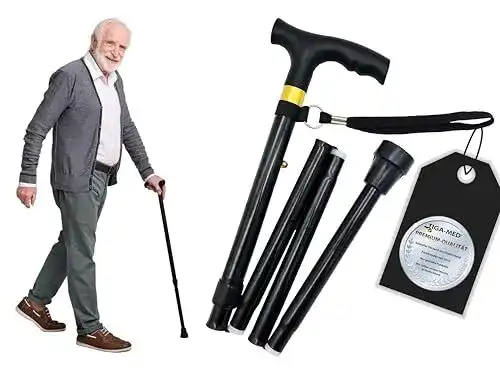 Gehstock Tiga-Med Aluminium faltbar und höhenverstellbar