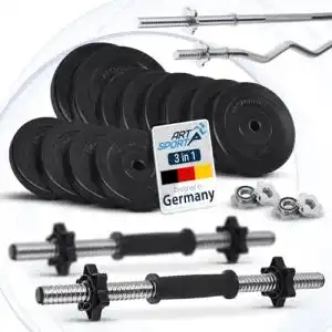 Langhantel ArtSport 3in1 Hantelset mit Kurzhanteln und SZ Curlhantel