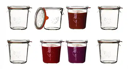 Weck 6 Gläser 500 ml mit Deckel, Gummiringen und Klammern