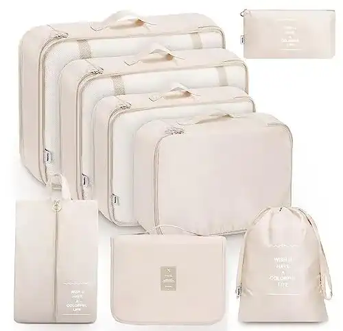 Packwürfel Murise 8-teiliges Set zur optimalen Organisation beim Reisen