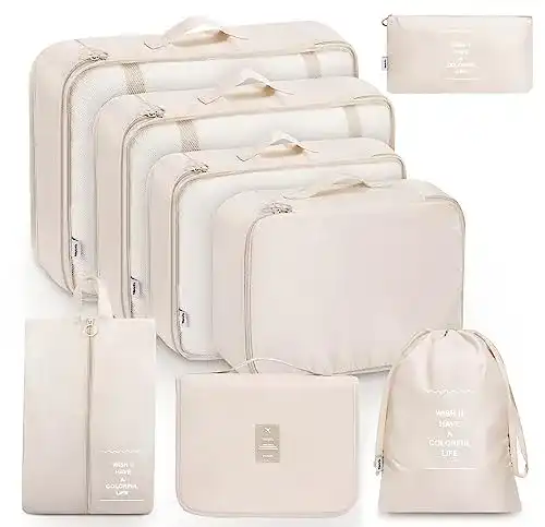 Packwürfel Murise 8-teiliges Set zur optimalen Organisation beim Reisen