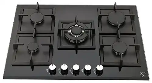 Gaskochfeld K&H 5 Zonen 70cm mit Wok Brenner für Erdgas