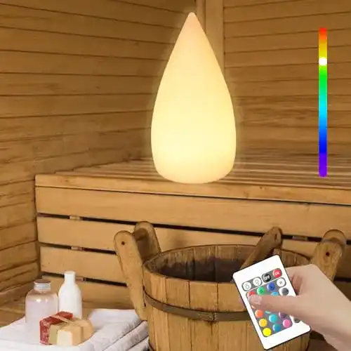 Saunalampe Wrqioo dimmbar mit RGB Farben und Fernbedienung