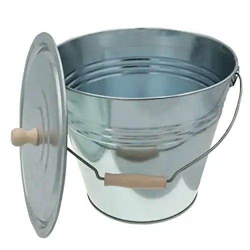 Eimer mit Deckel HRB Zinkeimer Ascheeimer Silber 15 Liter