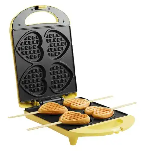 Bestron Waffeleisen für Herzwaffeln am Stiel mit Antihaftbeschichtung
