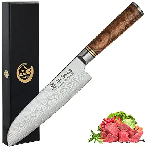 Santoku Damastmesser von Kenshui für Profiköche und Hobbyköche