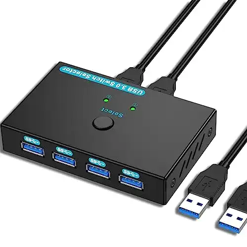 USB-Switch SGEYR USB 3.0 2 In 4 Out für den Anschluss mehrerer Geräte