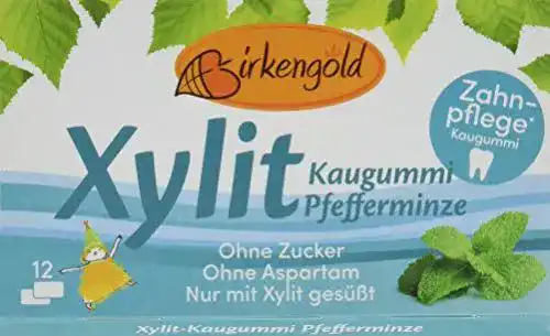 Birkengold Xylit Kaugummi Pfefferminze, 8er Pack