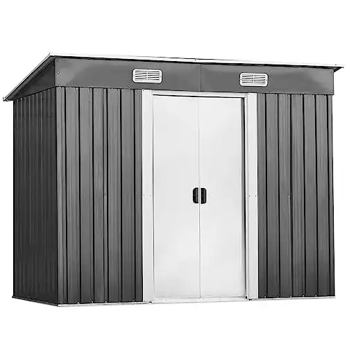 Gerätehaus Metall Costway 238x131x181 cm für Garten und Werkzeuge