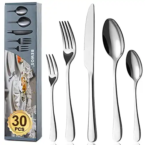 Besteckset für 6 Personen, 30-teiliges Edelstahl Besteckset