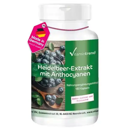 Heidelbeerextrakt Vitamintrend mit 25% Anthocyanen, 180 Kapseln