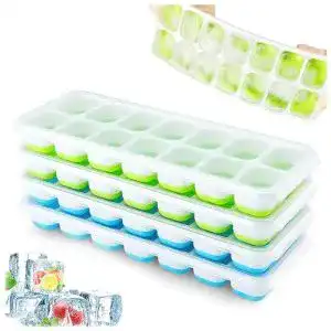 Eiswürfelform Airabc 4er Pack Silikon mit Deckel, platzsparend
