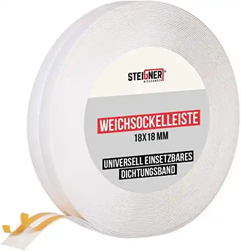 Weichsockelleiste Steigner selbstklebend in Weiß für Sanitäranwendungen
