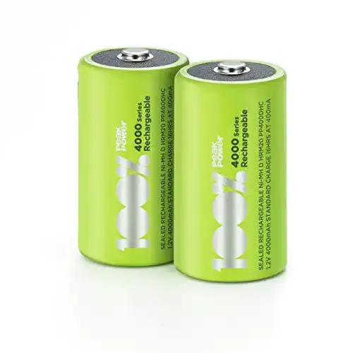 Mono-D-Akku 100% Peakpower NiMH, 2 Stück LR20 wiederaufladbare D Batterien