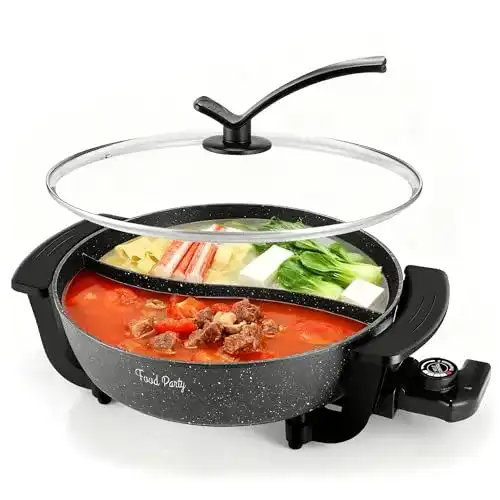 Elektrischer Hotpot Topf 6L für Fondue und Hot Pot mit Trennwand