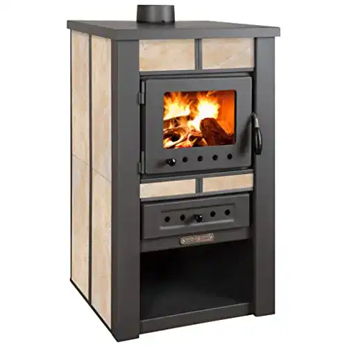 Kaminofen bis 1000 Euro Protermo Alpina Ceramic Beige mit Schamottstein