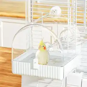 Vogelbad Bucatstate für Vogelkäfig – 3-in-1 Badehaus und Futterbecken