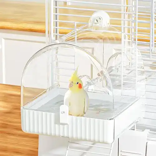Vogelbad Bucatstate für Vogelkäfig – 3-in-1 Badehaus und Futterbecken