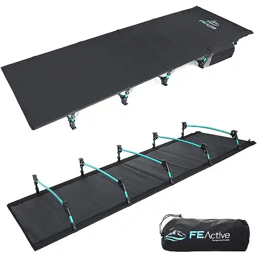 Campingliege FE Active, kompaktes Klappbett aus Vollaluminium