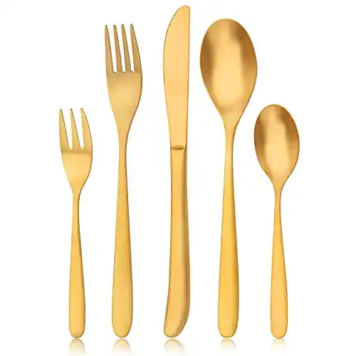 Besteckset in Matt Gold von Bettlife, 30-teilig für 6 Personen
