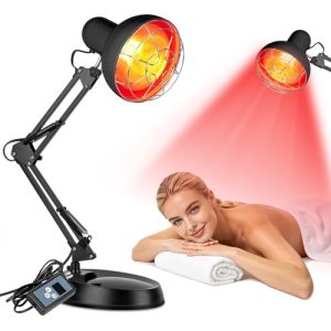 Cozion Rotlichtlampe 100 Watt Infrarotwärmelampe mit Ständer und Timer