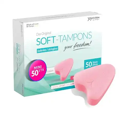 Soft-Tampons von JOYDIVISION, mini, 50 Stück, fadenlose Tampons für Komfort