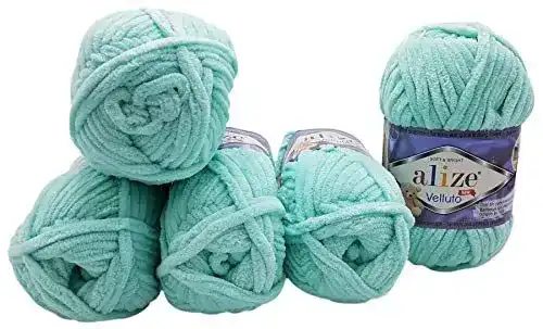 Alize Velluto Babywolle 5 x 100 Gramm Set in Hellblau, 500 Gramm