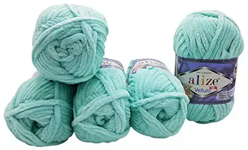 Alize Velluto Babywolle 5 x 100 Gramm Set in Hellblau, 500 Gramm