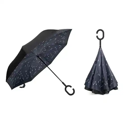 Umgekehrter Regenschirm von Braty Decorations – Doppelschichtiger Stockschirm
