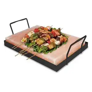 Salzstein Grill Jopassy XXL 20x30x3cm mit Eisenplatte zum Grillen