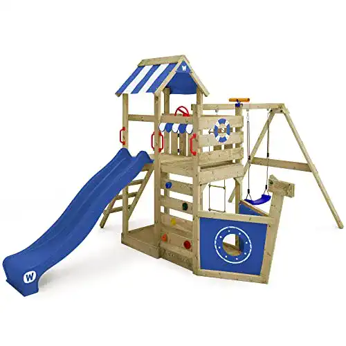 Wickey Spielturm Klettergerüst SeaFlyer mit Nestschaukel und Sandkasten