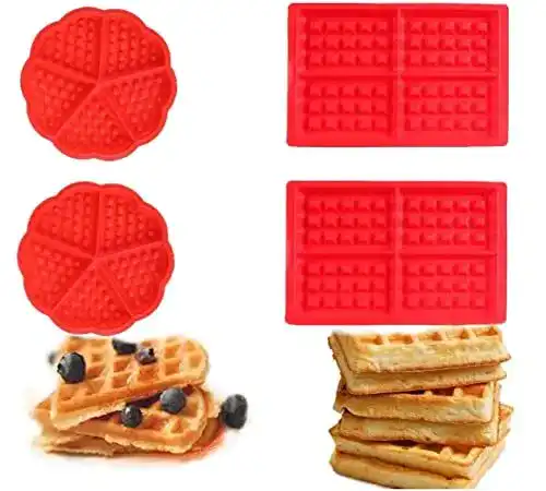 Silikon-Waffelform Voarge 4 Stück für Waffeln und Kuchen