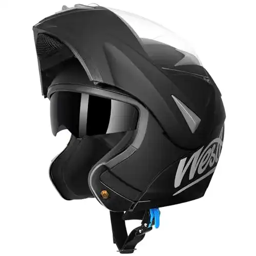 Westt Klapphelm Integralhelm für Herren und Damen in Schwarz
