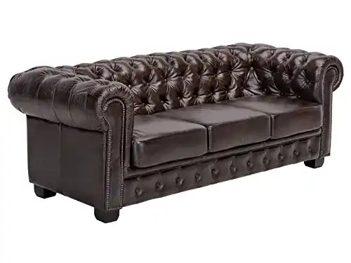 3-Sitzer Sofa Woodkings Chesterfield Vintage Echtleder